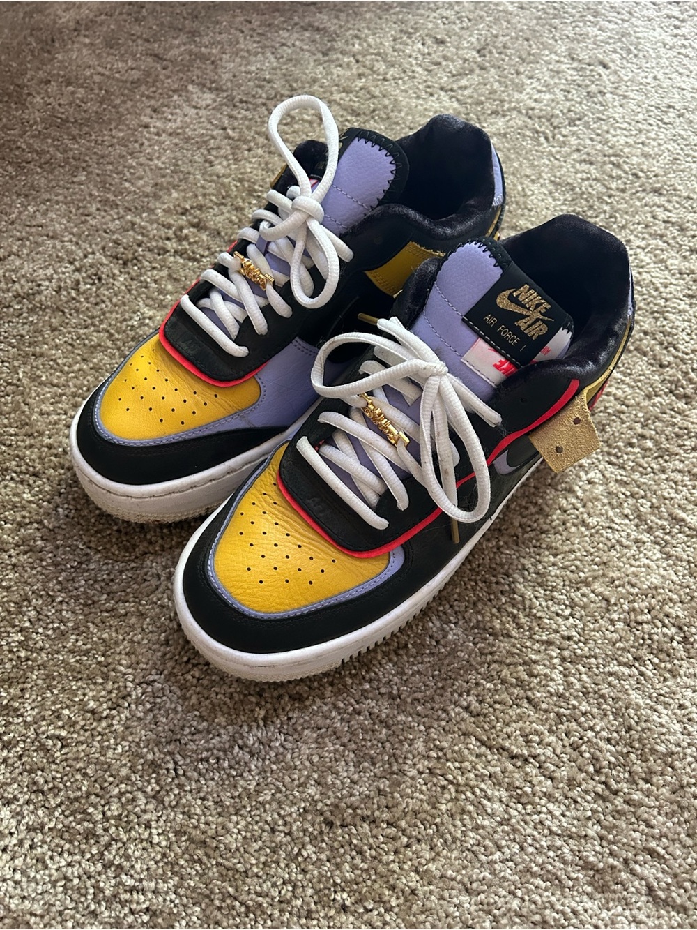 Nike Kids Sneakers — Yellow, Black & Purple Accents